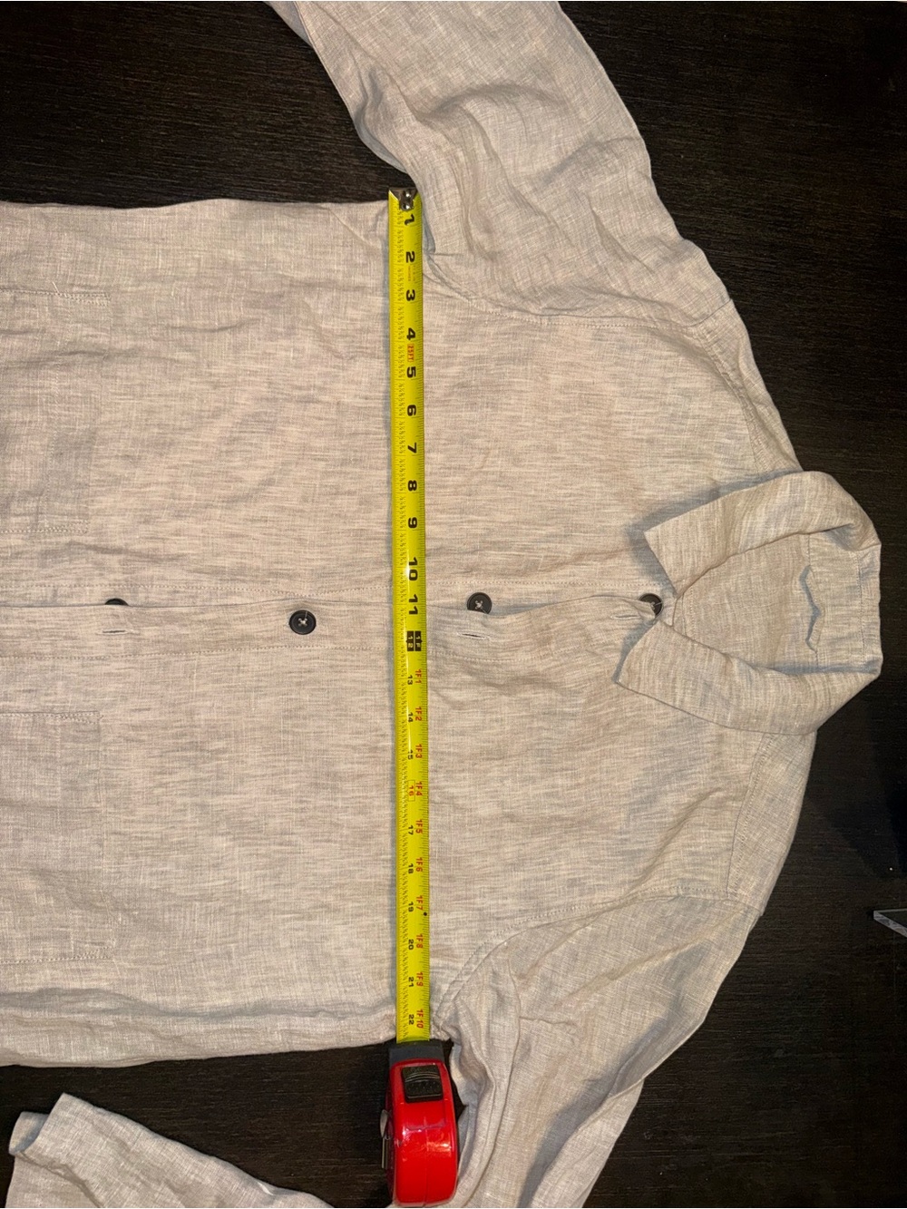 100% European Linen Chore Jacket Quince Natural Beige Lightweight - Picture 4 of 8